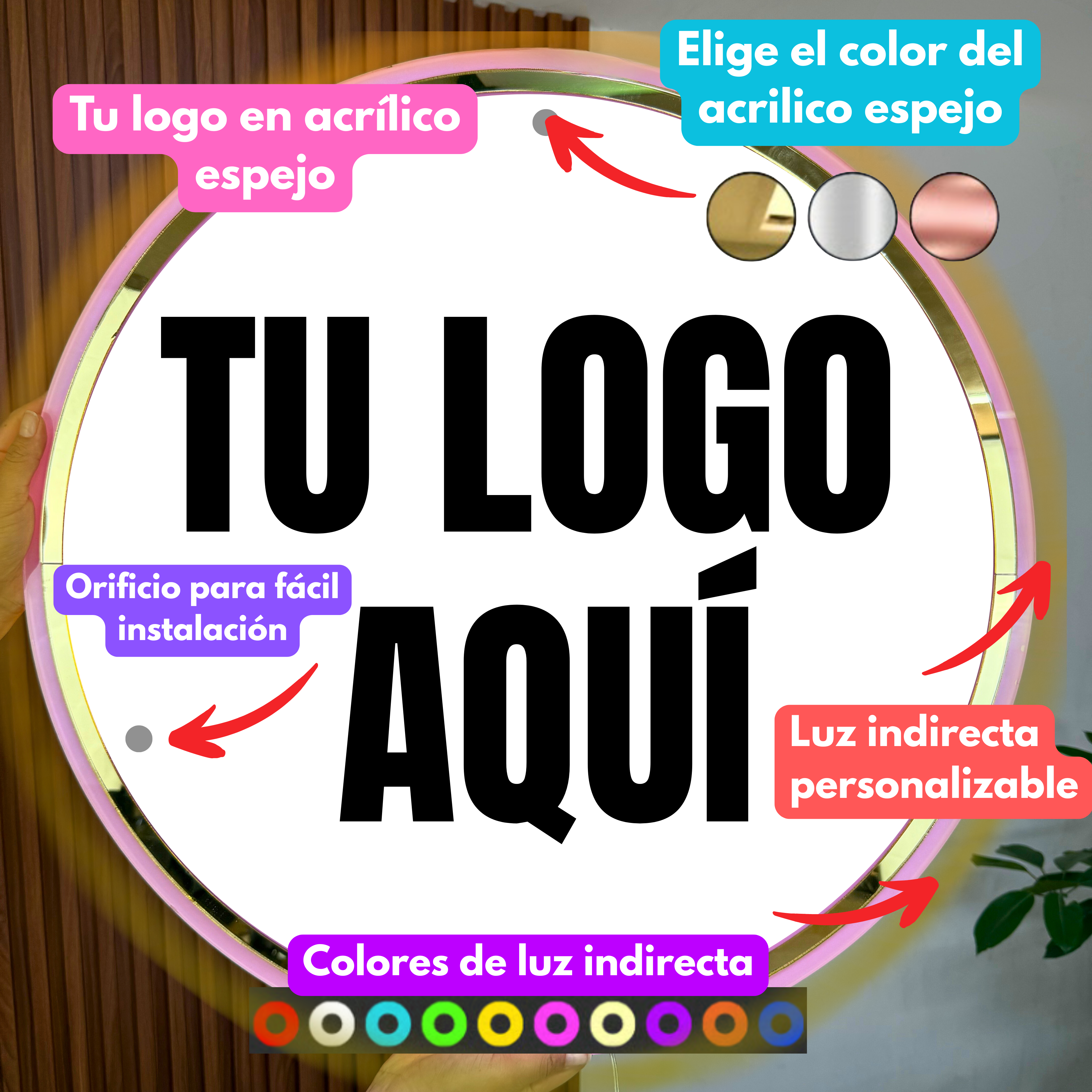 Logo en Acrílico Espejo Retroiluminado